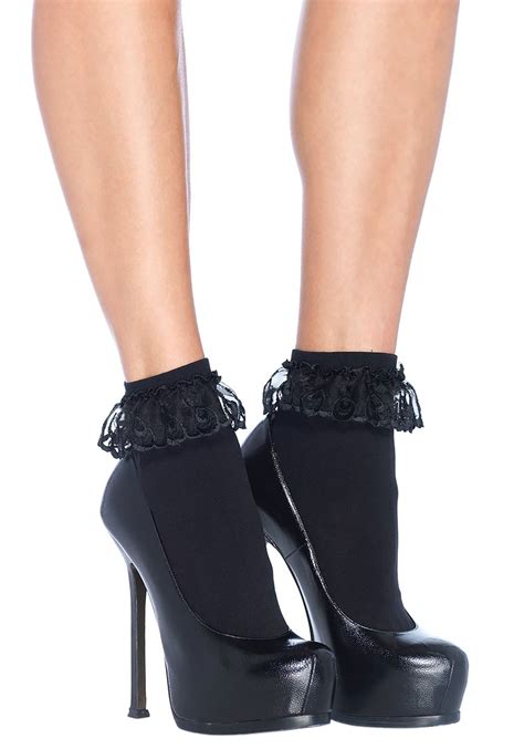 frilly black ankle socks